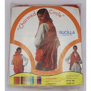 Bucilla Crochet Sweater Vest, Poncho Kit in Bright Oranges, One Size Fits All, D